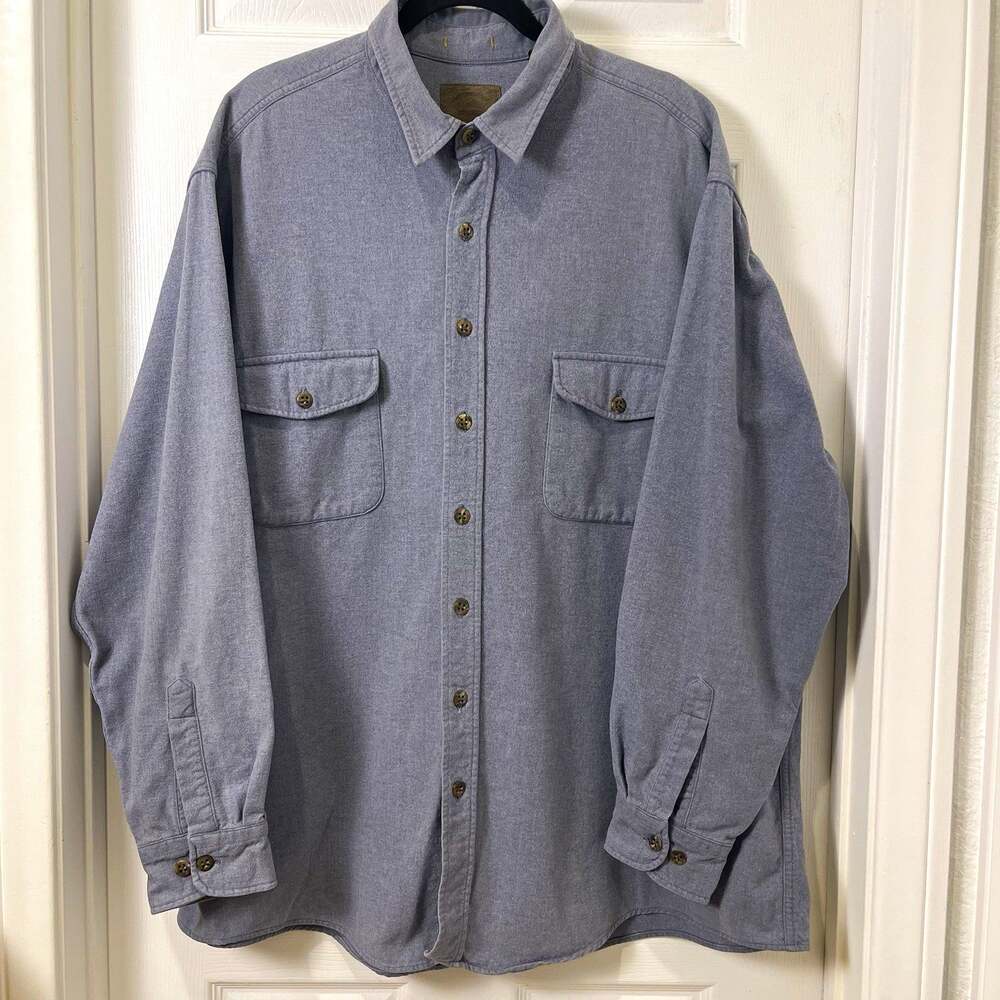 Vintage 90s St Johns Bay Heavyweight Gray Chamois Shirt Men's size 2XLT